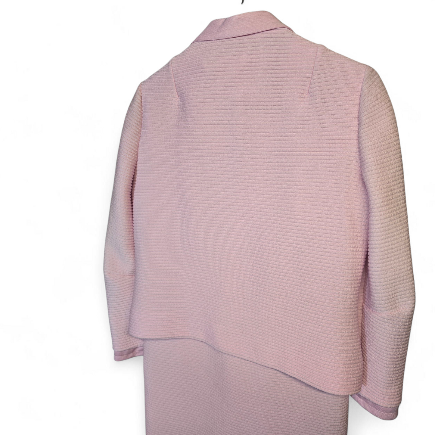 Vintage 1970s Davisella Baby Pink Crimplene Dress & Blazer Set (Made in England)