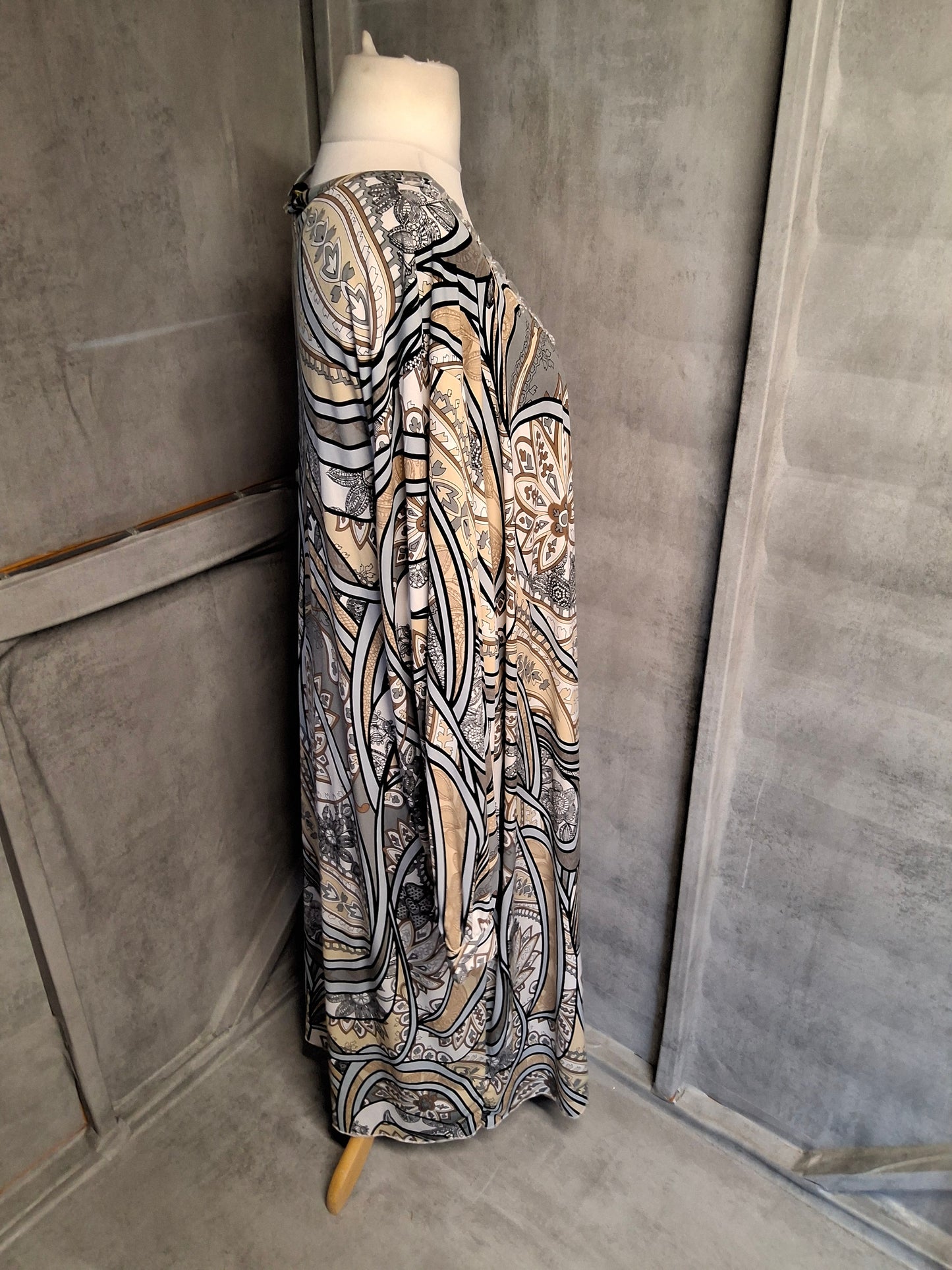 Fashion NY Multicoloured Wrap Midi Dress – Size 3XL (UK size 22/24) – Gem Detail