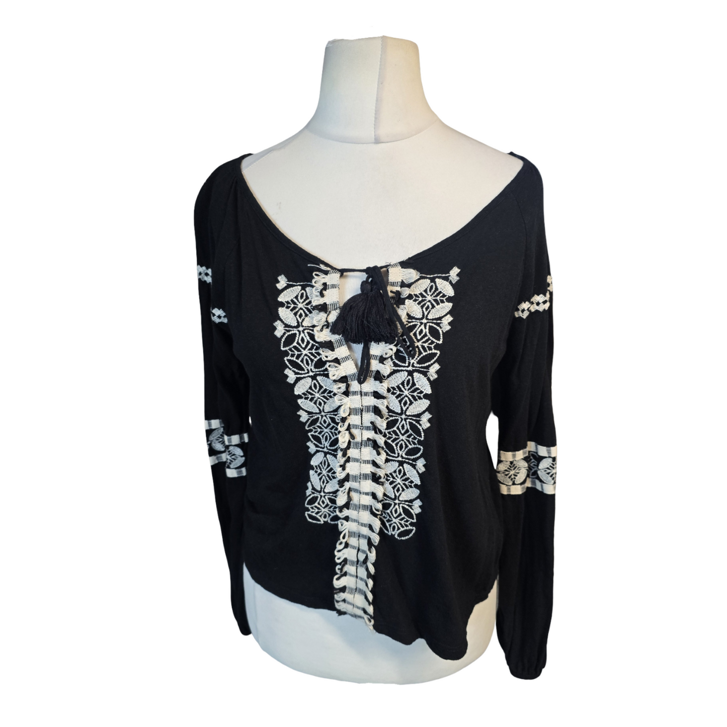Black & White Long Sleeved Top Size 12 Easy Wear Miss Selfridge 