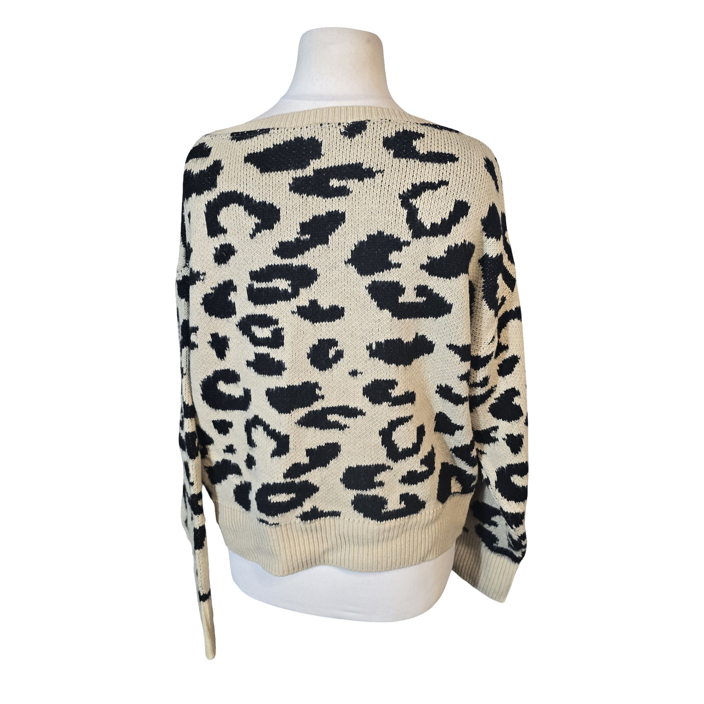 Friends Like These Beige & Black Animal Print Jumper – Oversized Fit – Size 12