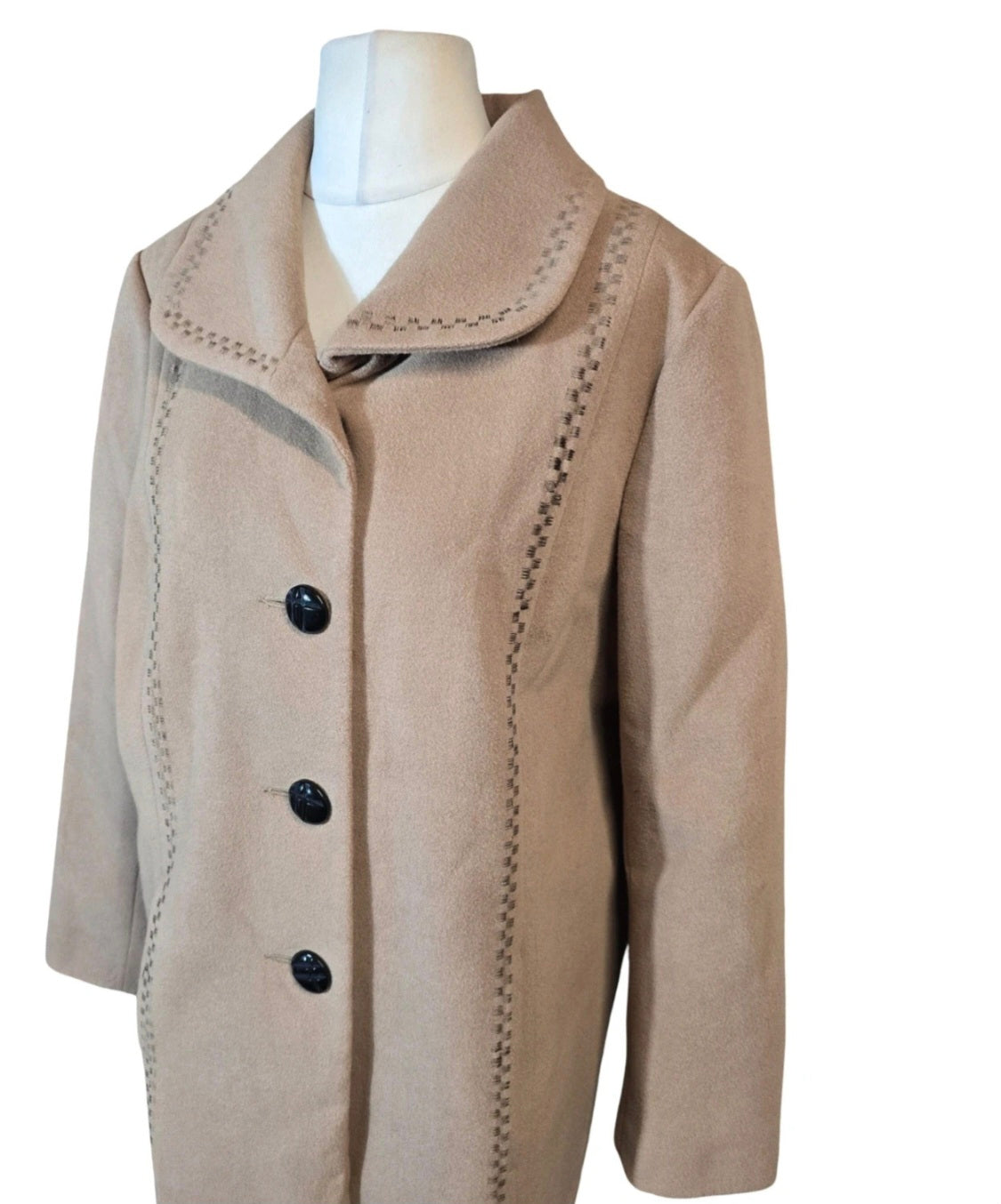 Classics Marks & Spencer Coat Beige Size 18 Embroidered Smart Causal