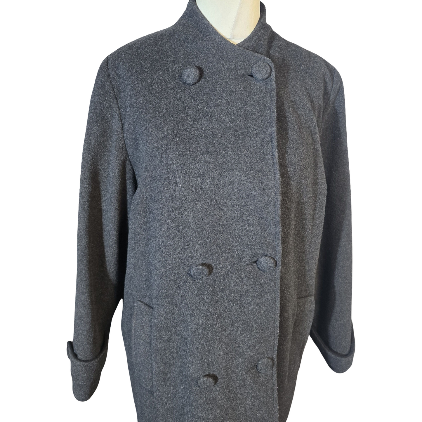 EWM Pure Classics Black Wool Blend Overcoat – Size 14 – Cashmere Blend