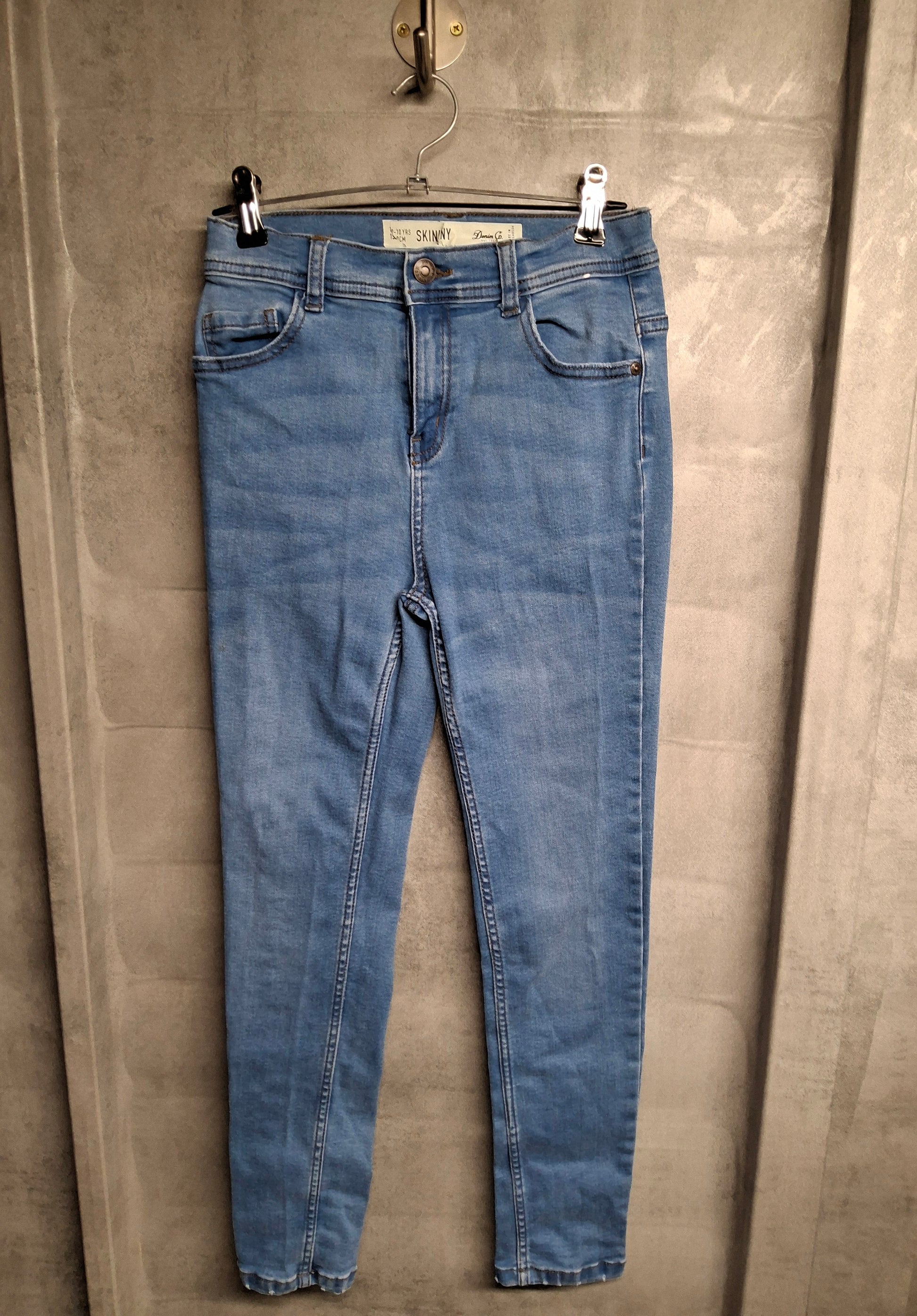 Primark Girls Blue Skinny Jeans – High Waist – Age 9–10 Years – Cotton Blend