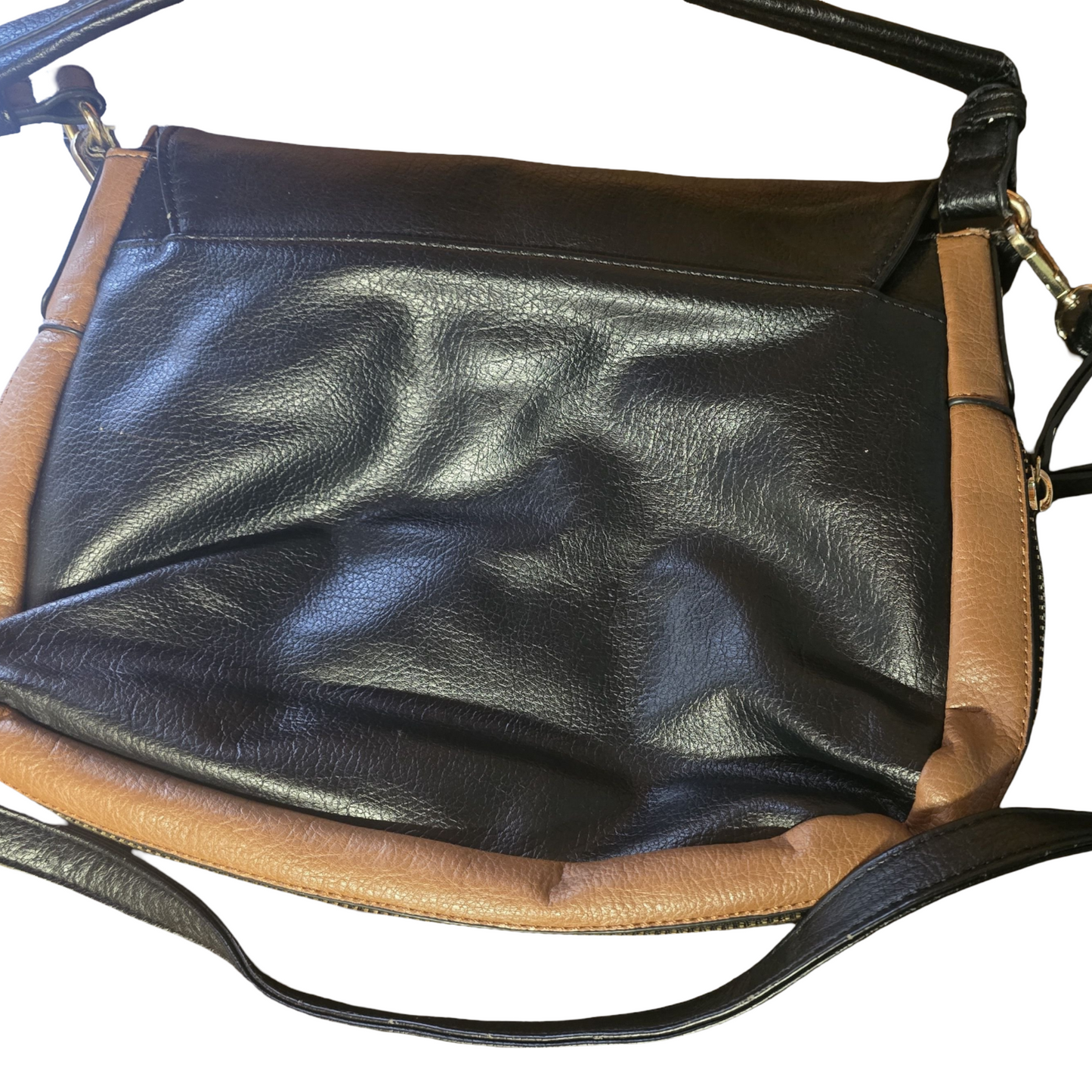 Oasis Black, Brown & Cream Faux Leather Shoulder Bag | Adjustable Strap | Expandable Zip | 36cm x 26cm