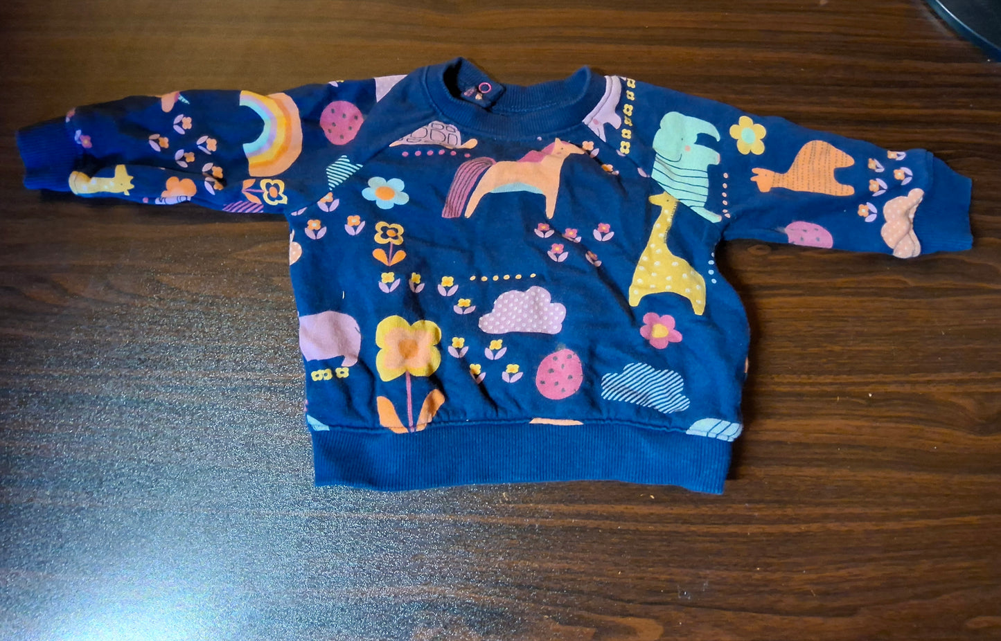 Next Girls Navy Animal Print Jumper – 3–6 Months – 100% Cotton