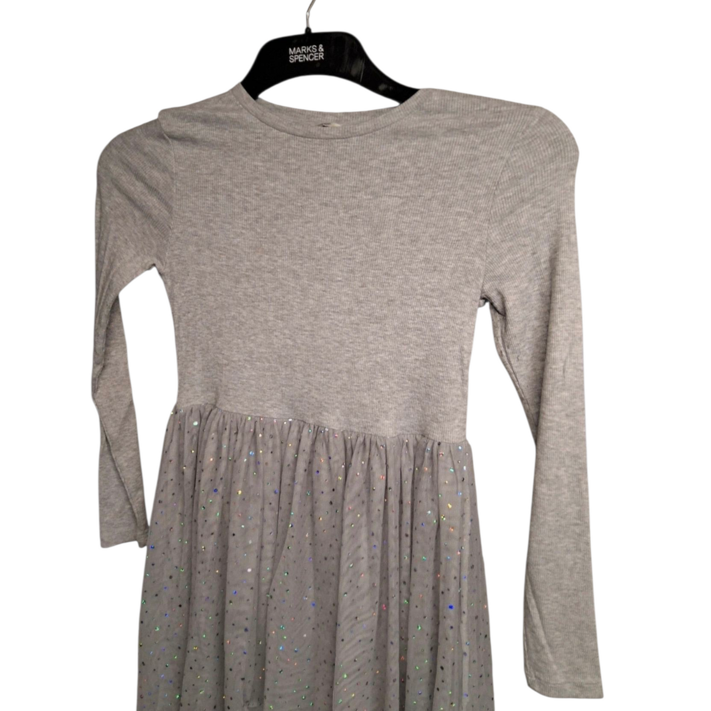 George Girls’ Grey Tulle Sequin Dress – Age 12–13 Years – Cotton & Polyester Party Outfit