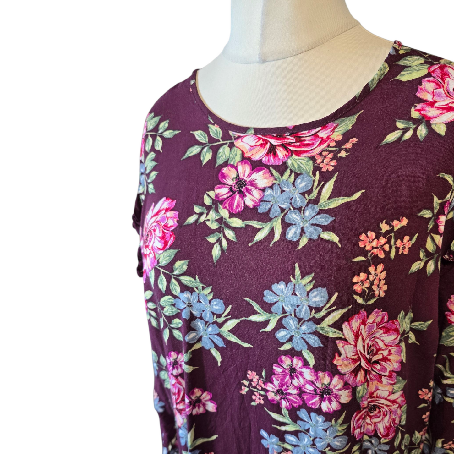 Peacocks Purple Floral Knee-Length Dress – Size 20