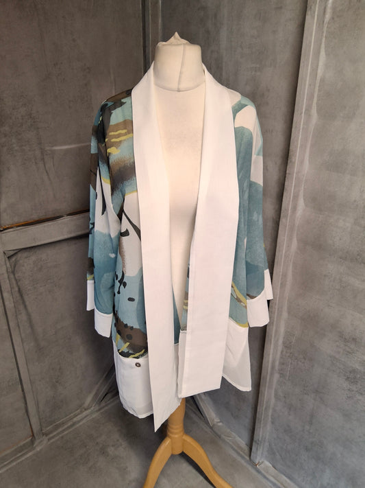 Abstract Print Kimono Jacket – Size L (16/20 Fit) – Artsy Layering Vibes
