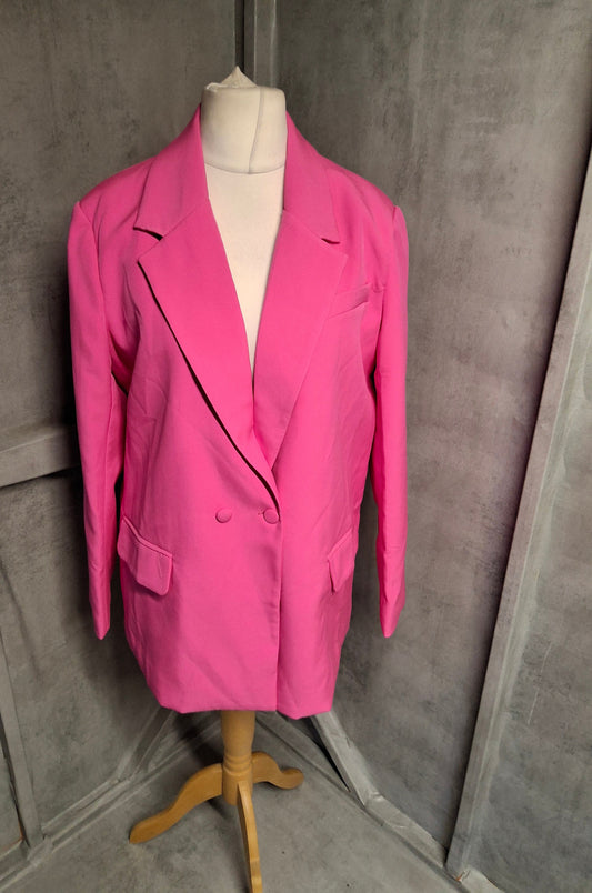 Missguided Bright Pink Oversized Blazer – Size 8 – NWT
