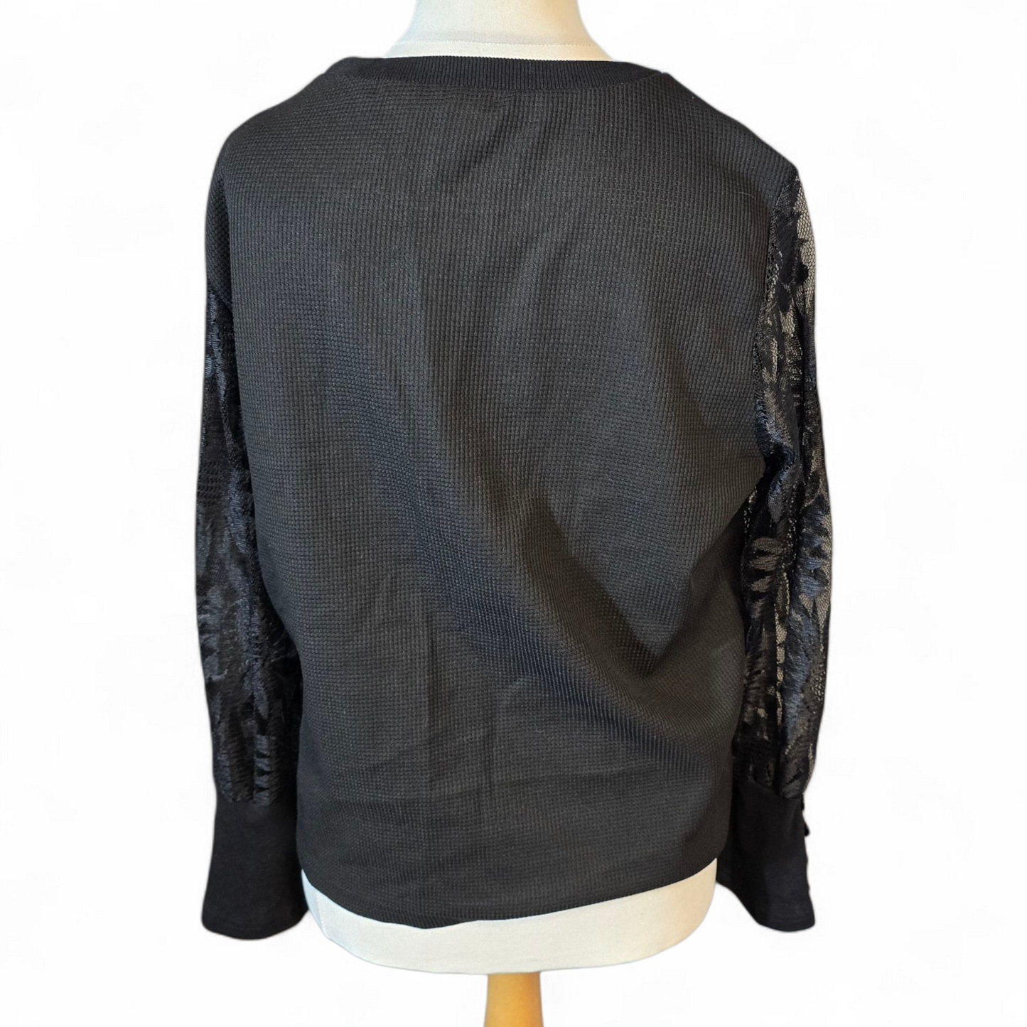 Shein Emery Rose Black Lace Sleeve Top – Size L (UK size 14/16) – NWT