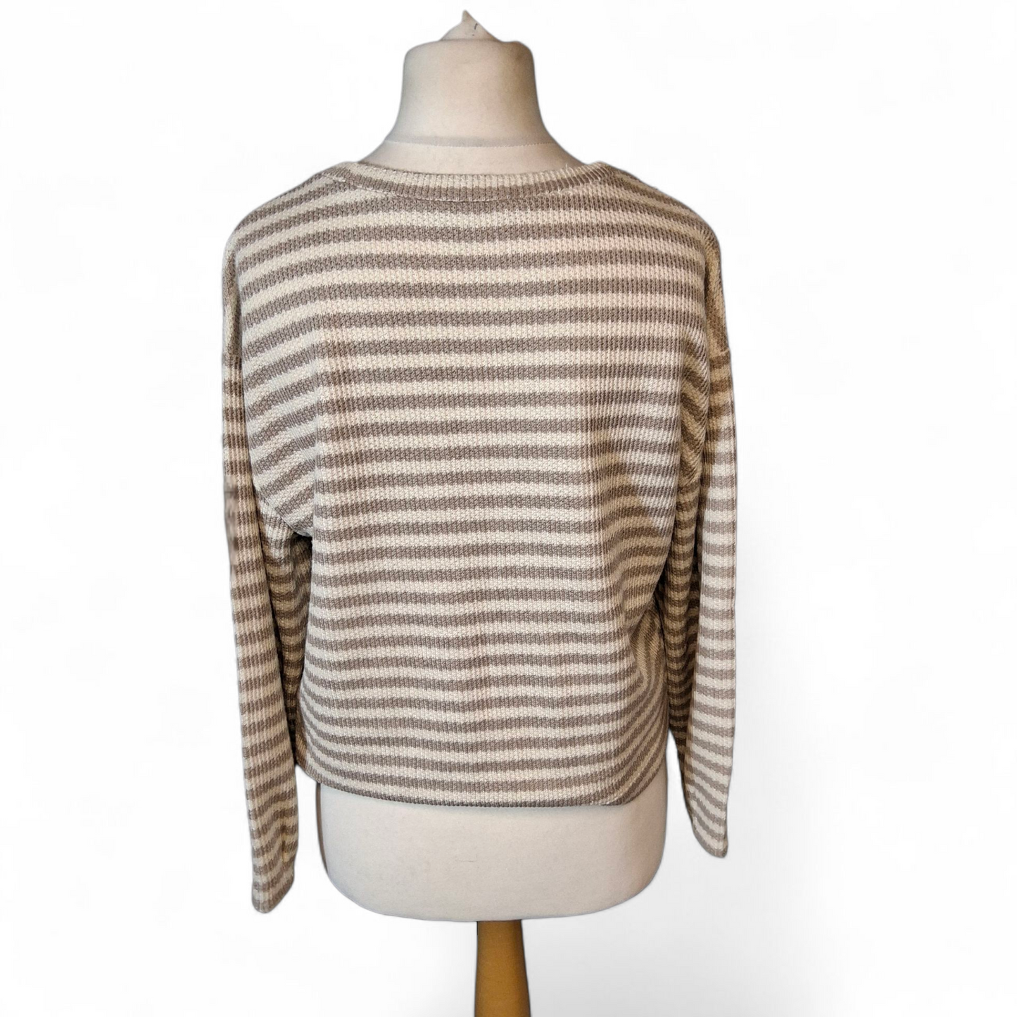 Matalan Petite Beige & White Striped Jumper – Size M (size 10/12)