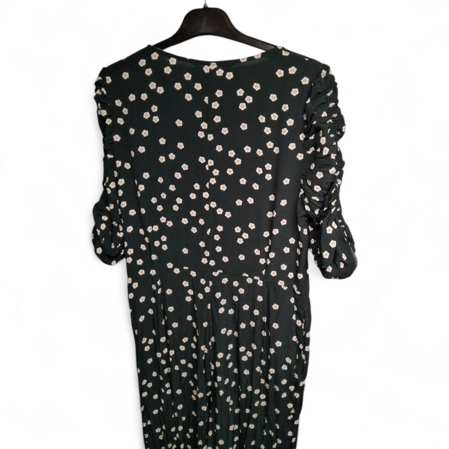 Zara Dark Green & White Floral Jumpsuit – Size L (UK size 12/14) – Pockets