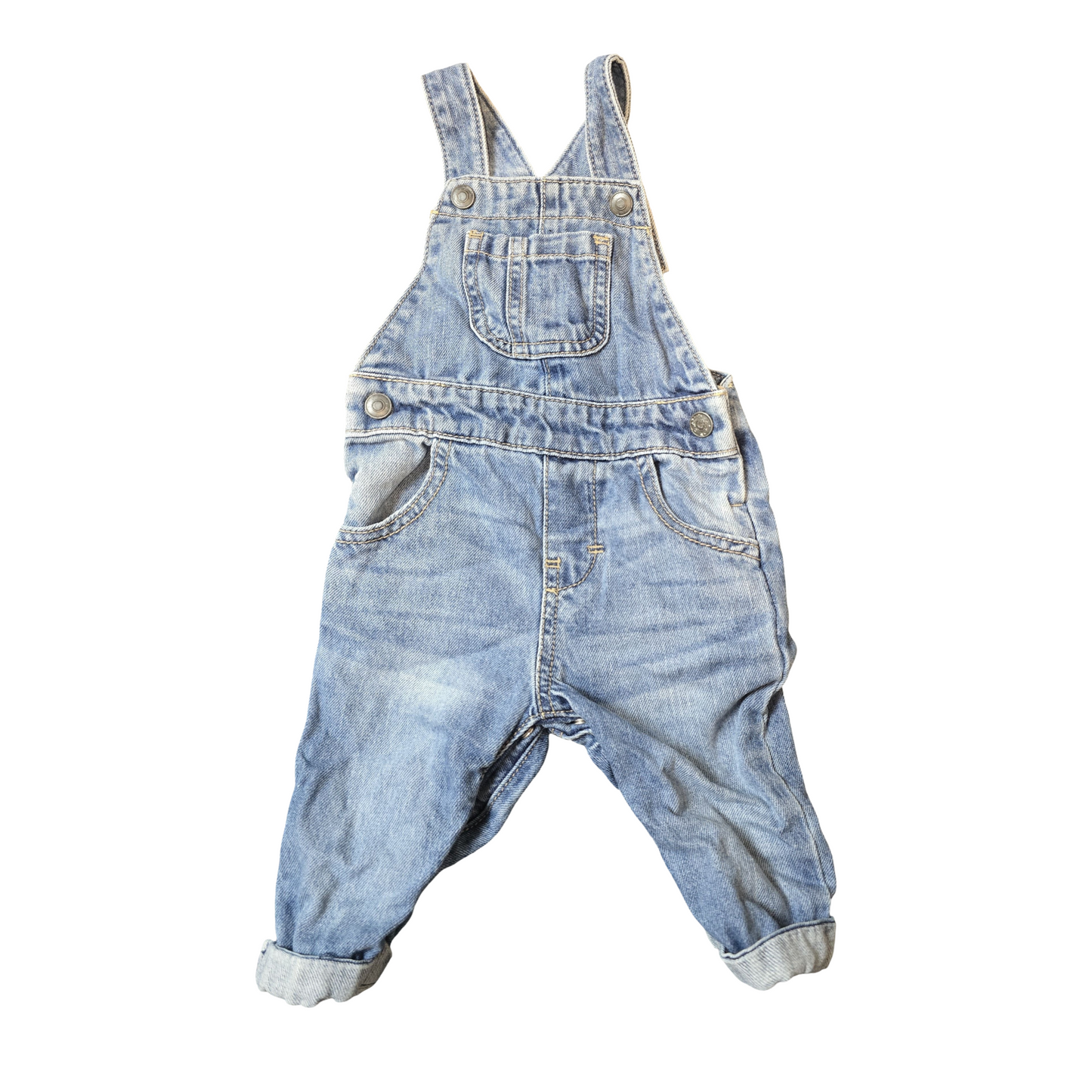 F&F Denim Blue Dungarees – Boys 3–6 Months – 100% Cotton