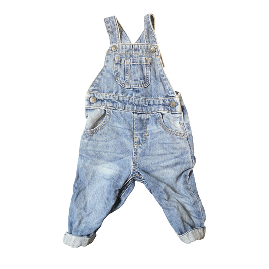 F&F Denim Blue Dungarees – Boys 3–6 Months – 100% Cotton