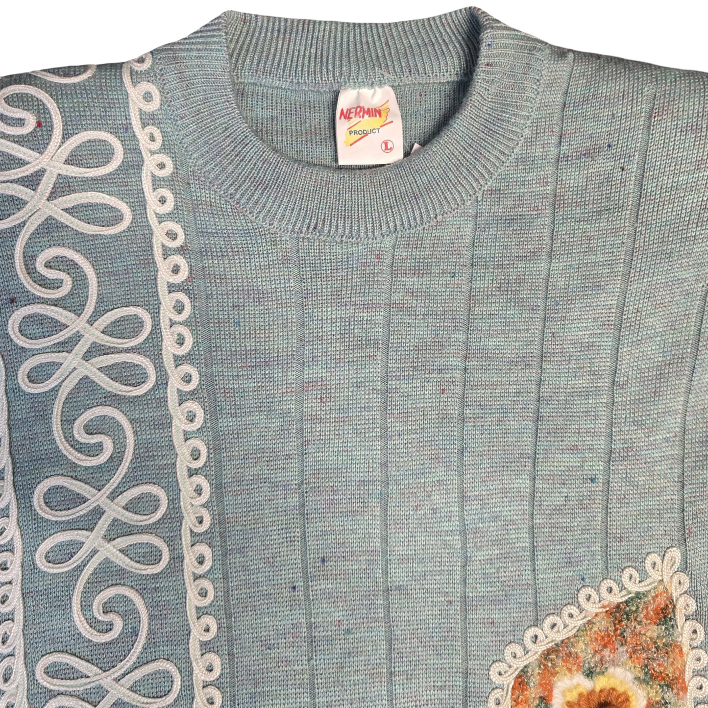 Nermin Jumper Turquoise Knit Shoulder Pads Vintage 80s-90s