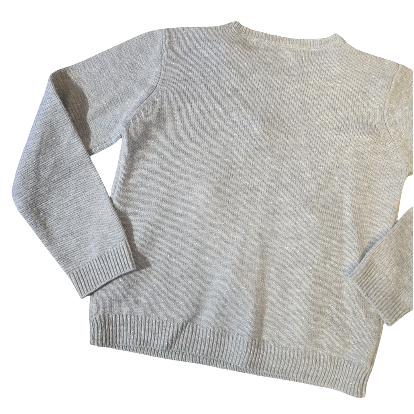 M&S Grey Girls Christmas Jumper – 11/12yrs – Penguin Pom Pom Knit Festive Sweater