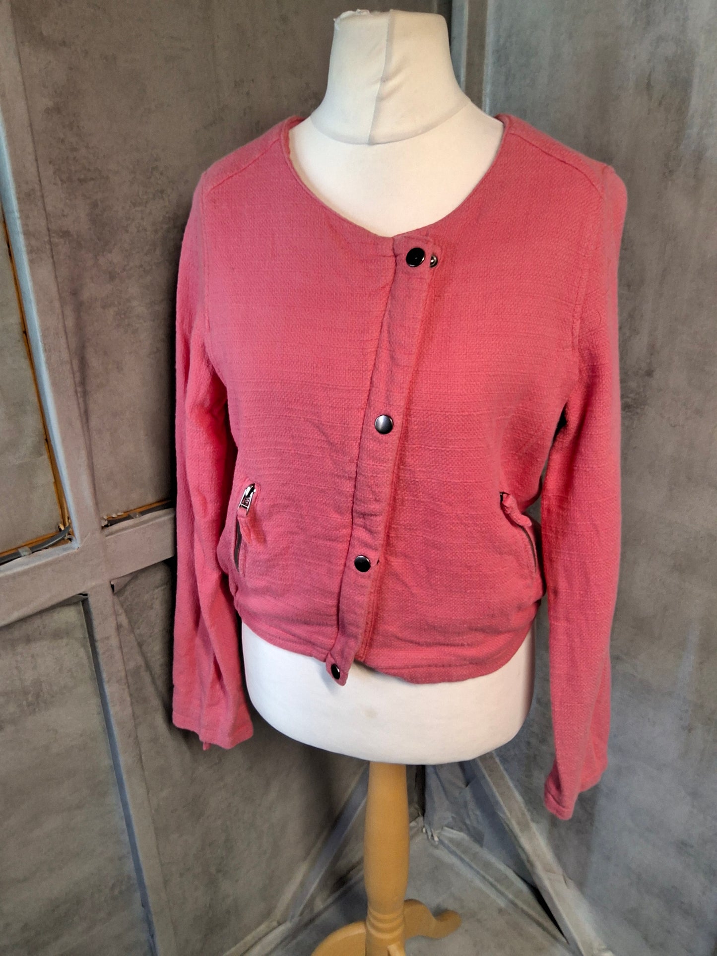 La Redoute Pink Zip-Up Blazer Jacket – Size 14 – Smart Casual Layering