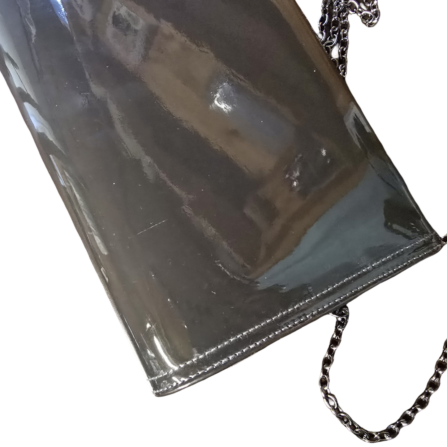 Hotter Grey Patent Clutch Bag with Chain Strap – New with Tags