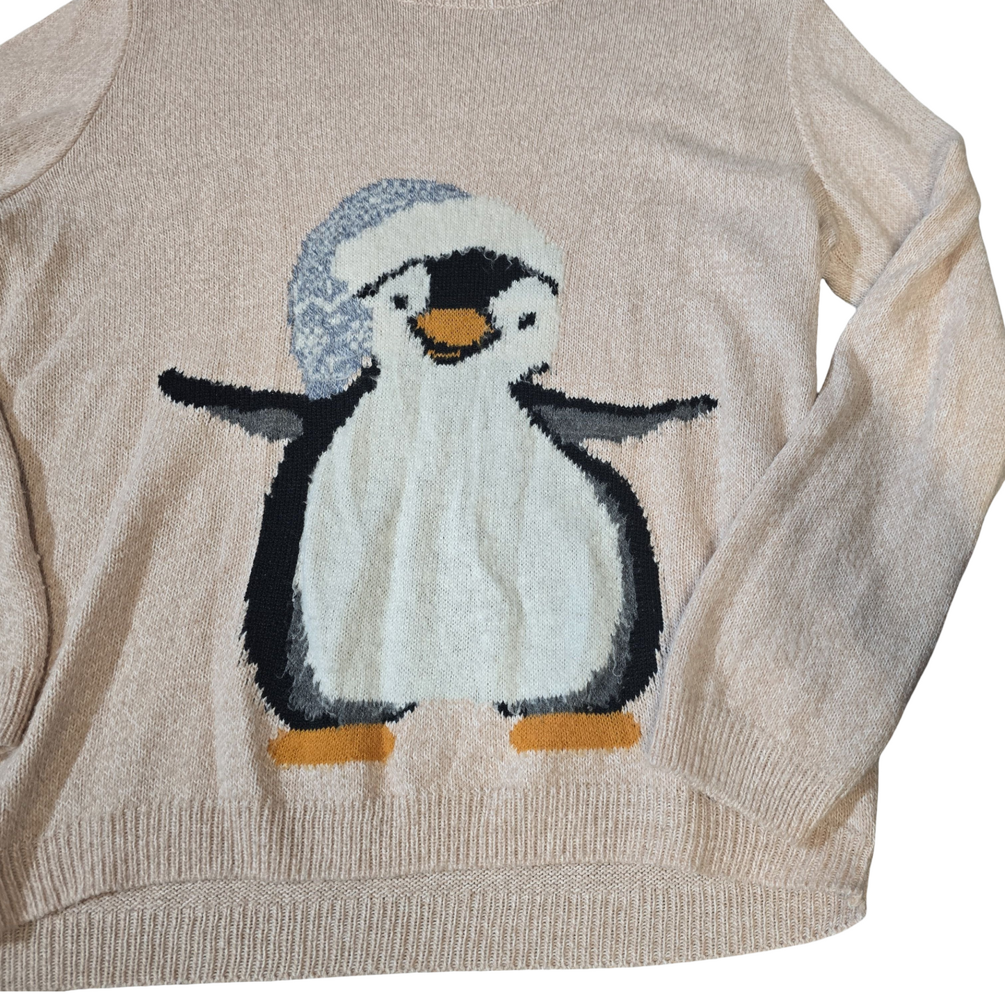 George Light Pink Penguin Christmas Jumper – Size 16 – Festive Knit