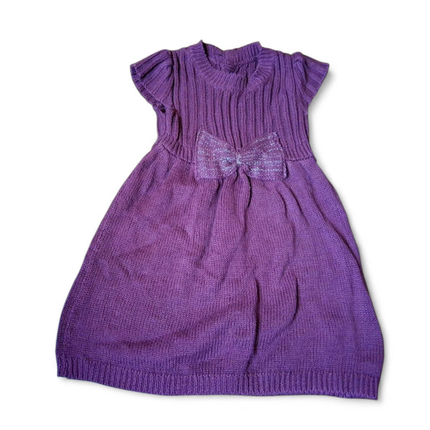 St Bernard Girls Purple Knit Dress – 6–9 Months – Acrylic & Cotton