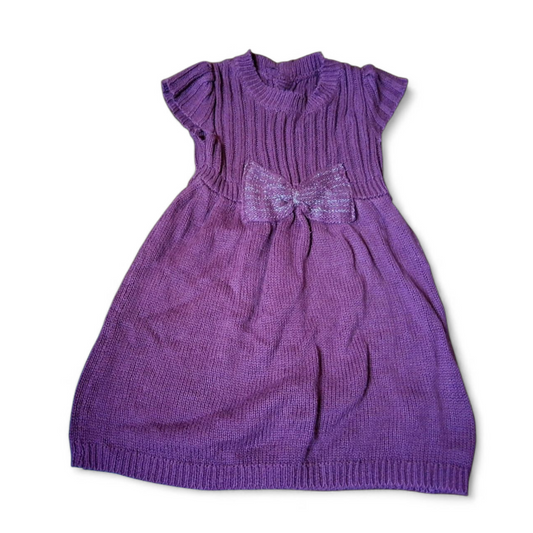 St Bernard Girls Purple Knit Dress – 6–9 Months – Acrylic & Cotton