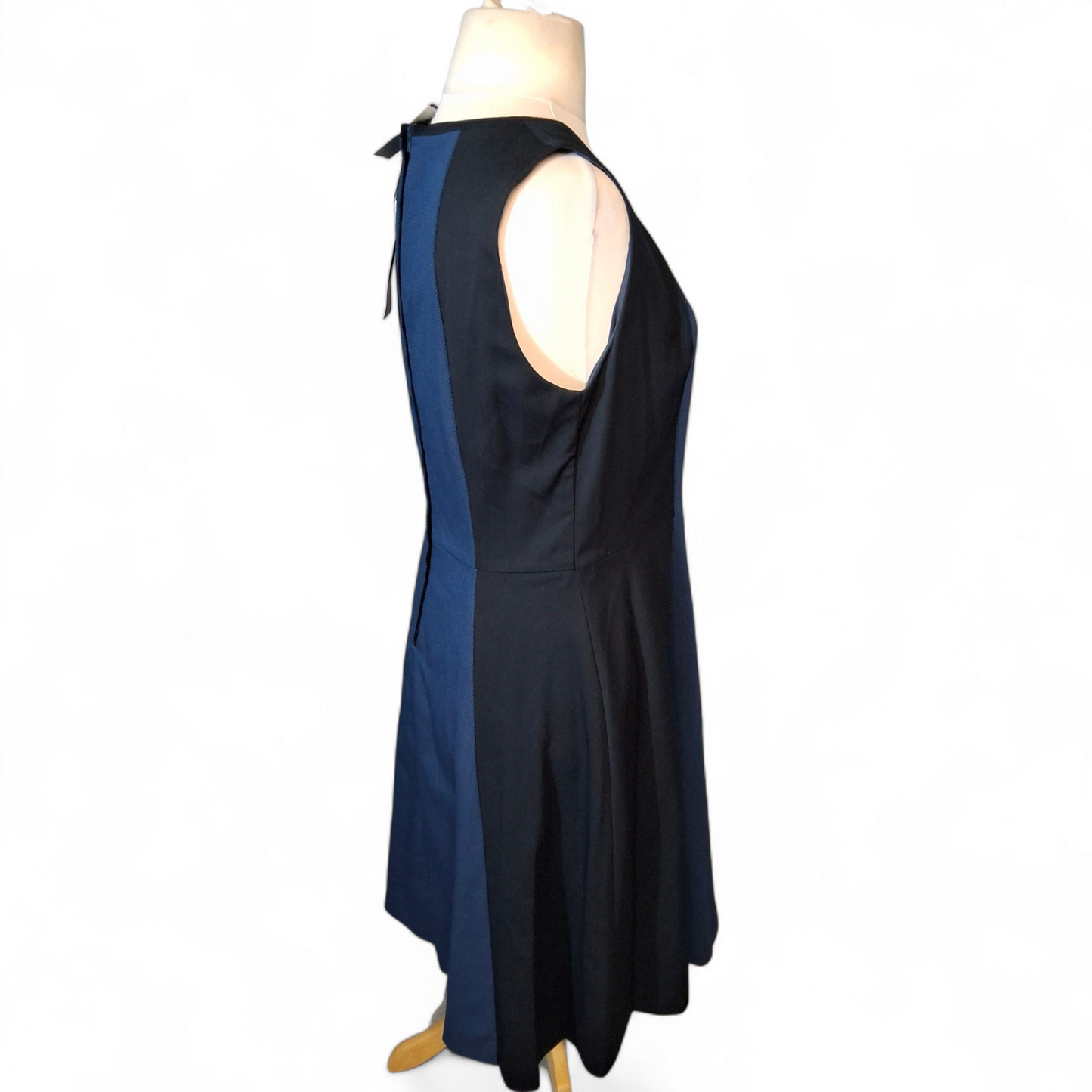 Next Blue & Black Sleeveless Flared Midi Dress – Size 14 Reg – NWT
