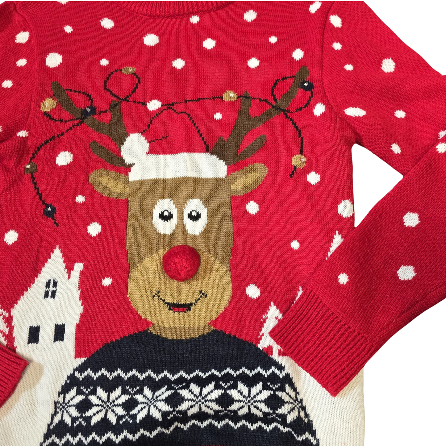 Primark Red Reindeer Christmas Jumper – Men’s XS – Fun Festive Knit