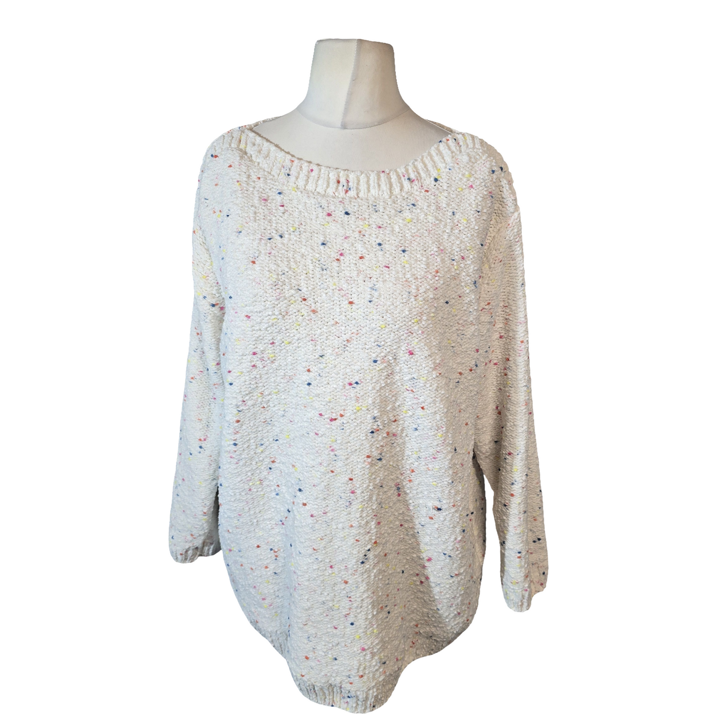 Cotton Traders Cream Speckled Knit Jumper – Size 22 – Relaxed Fit
