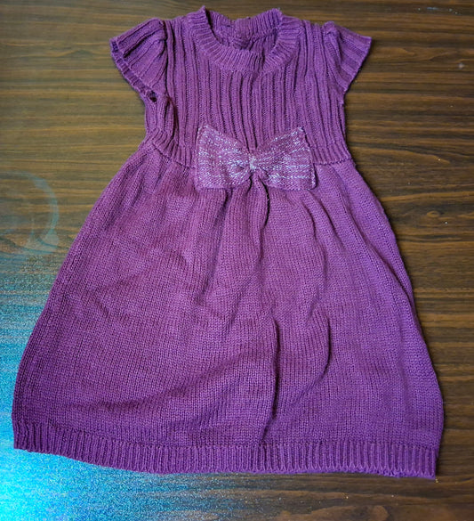 St Bernard Girls Purple Knit Dress – 6–9 Months – Acrylic & Cotton
