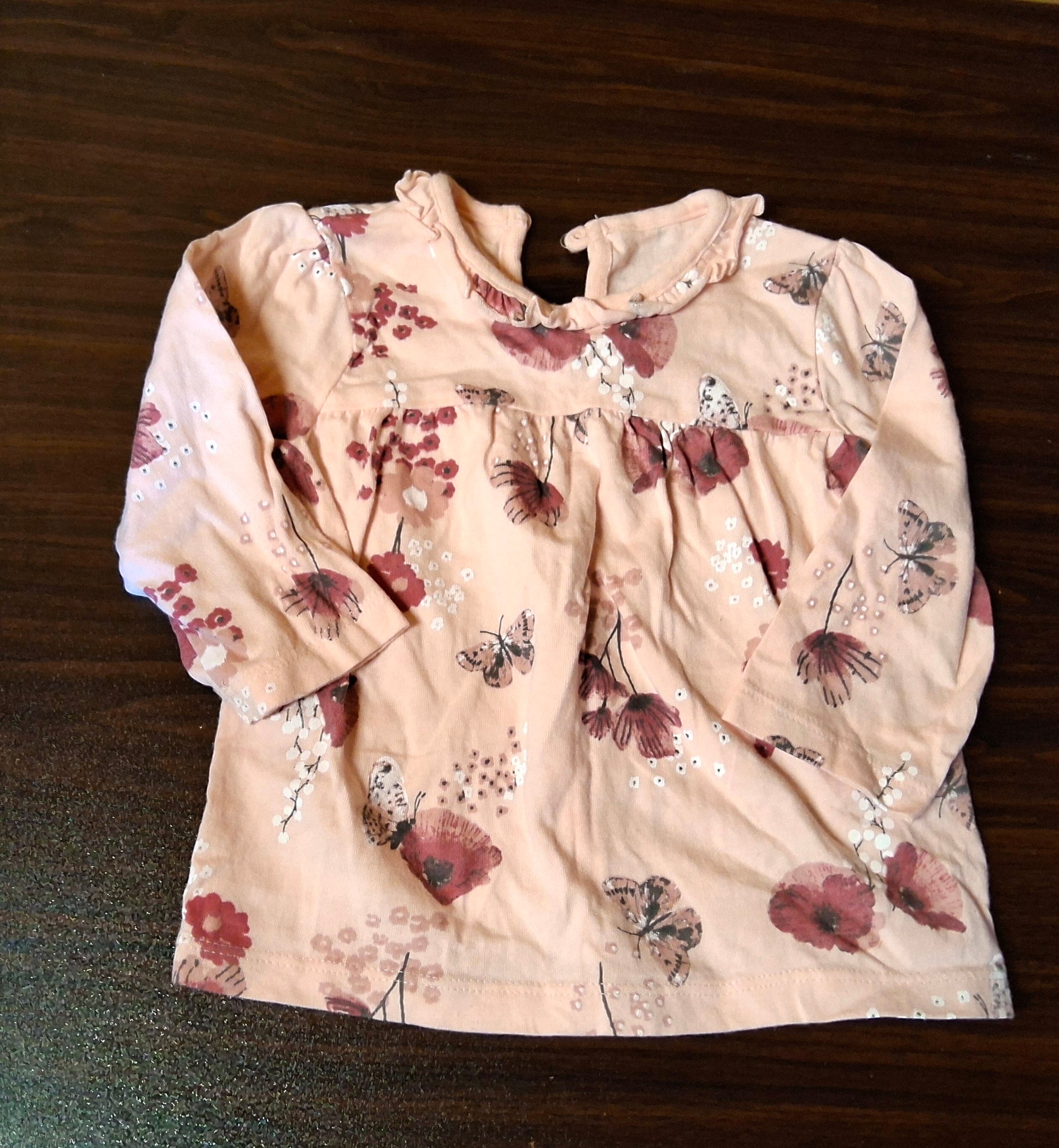 George Pink Floral Long Sleeve T-Shirt – Girls 3–6 Months – 100% Cotton