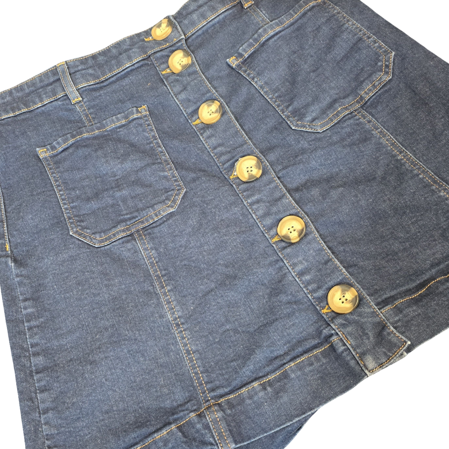 Oasis Blue Denim Button-Front Mini Skirt – Size 14