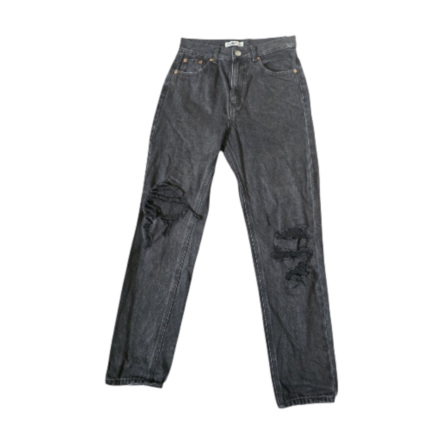 Pull & Bear Ripped Black High-Waisted Slim Jeans – Size 8