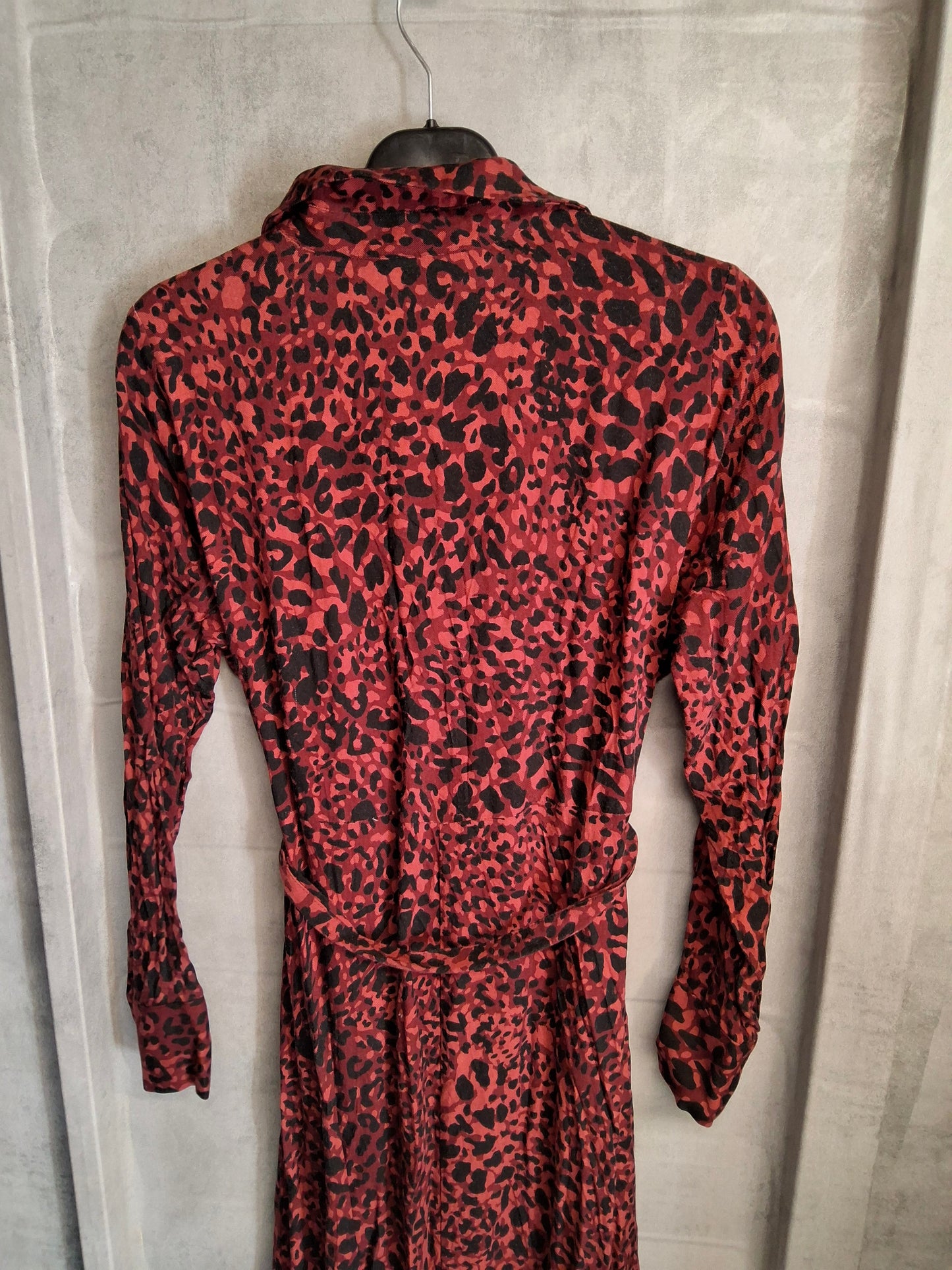 F&F Red & Black Animal Print Midi Shirt Dress – UK 6 – NWT
