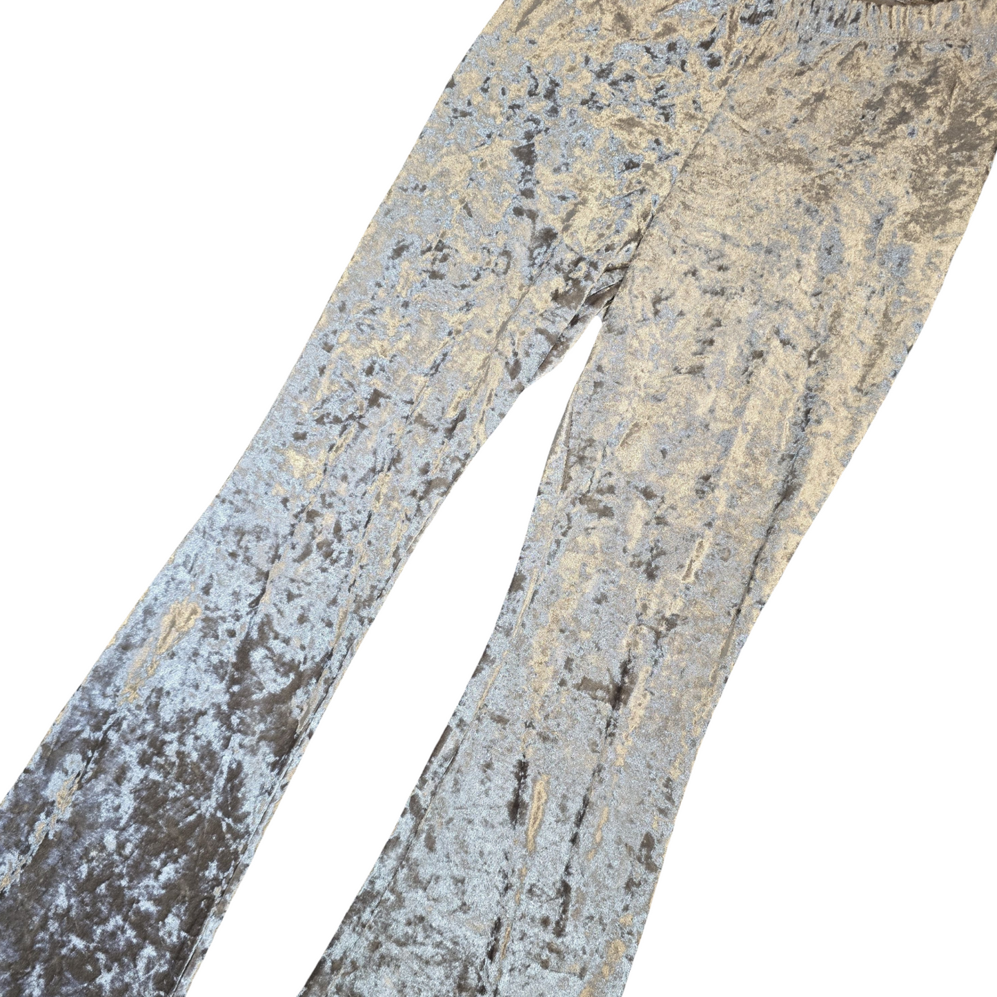 Topshop Silver Velvet Flared Leggings – High Waisted – Size 8