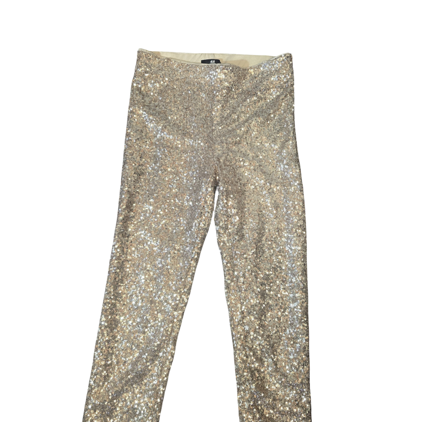 H&M Gold Sequin Skinny Leggings – Size 6