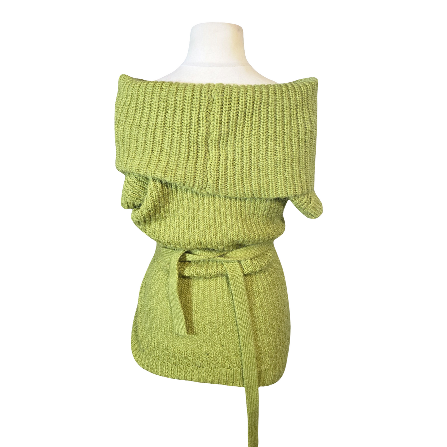Wallis Green Off-Shoulder Knitted Jumper with Belt – Size 10