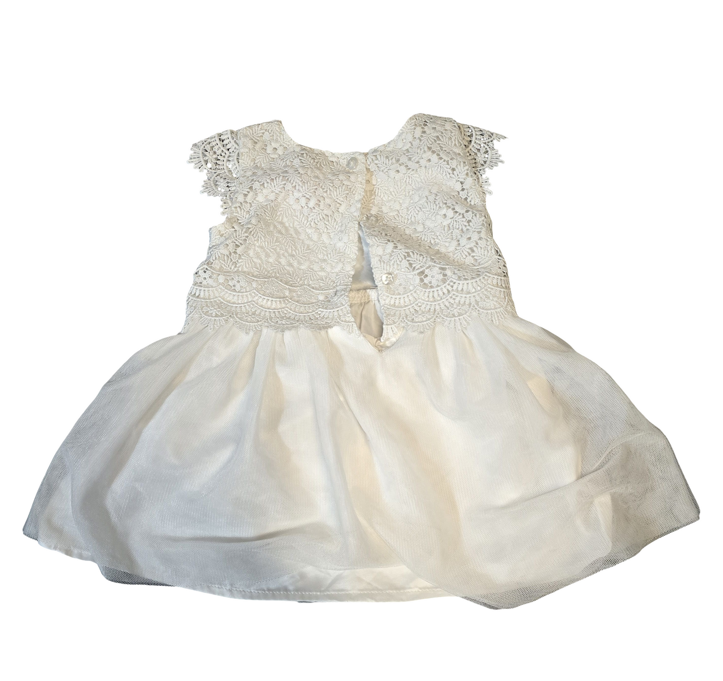 Primark White Lace & Tulle Dress – Girls 6–9 Months – Polyester