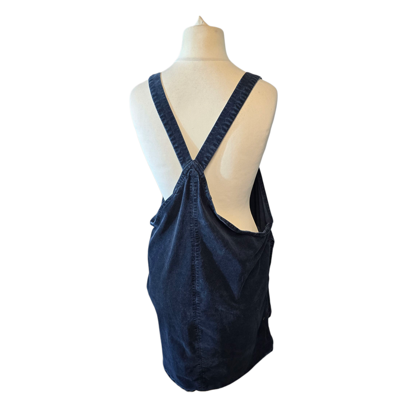Tu Navy Cord Pinafore Dress – Size 20 – 100% Cotton – Front Pocket – Casual Layering
