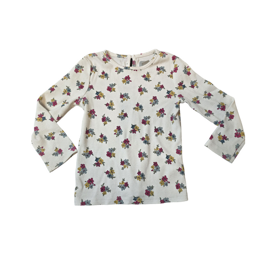 Primark White Floral Long Sleeve Top – Girls 24–36 Months – 100% Cotton