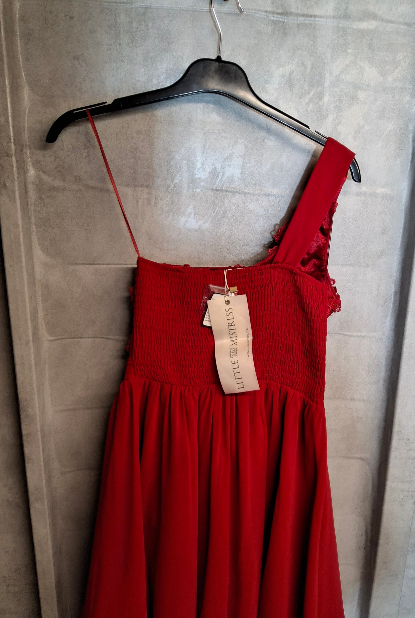 Little Mistress Red One-Shoulder Embellished Mini Dress – Size 6 – NWT