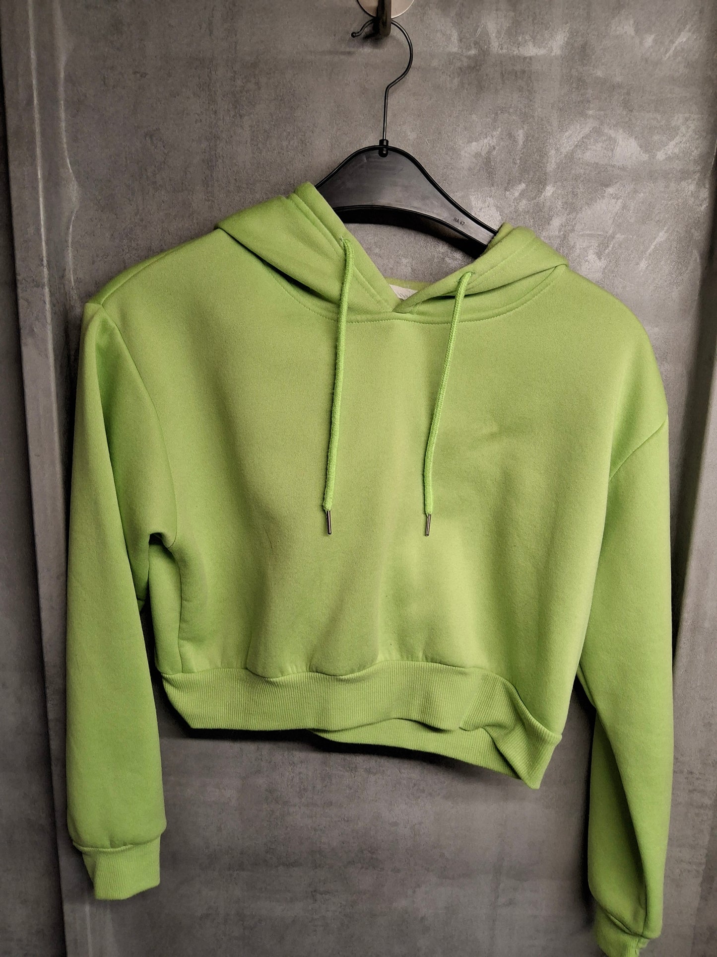 Shein Bright Green Cropped Hoodie Size M (UK size 10) – Drawstring Hood, Long Sleeves, Casual Fit