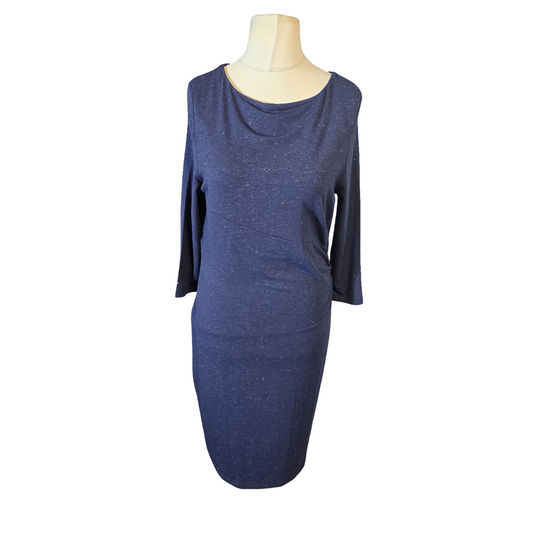 White Stuff Navy & Silver Glitter Midi Dress – UK 12
