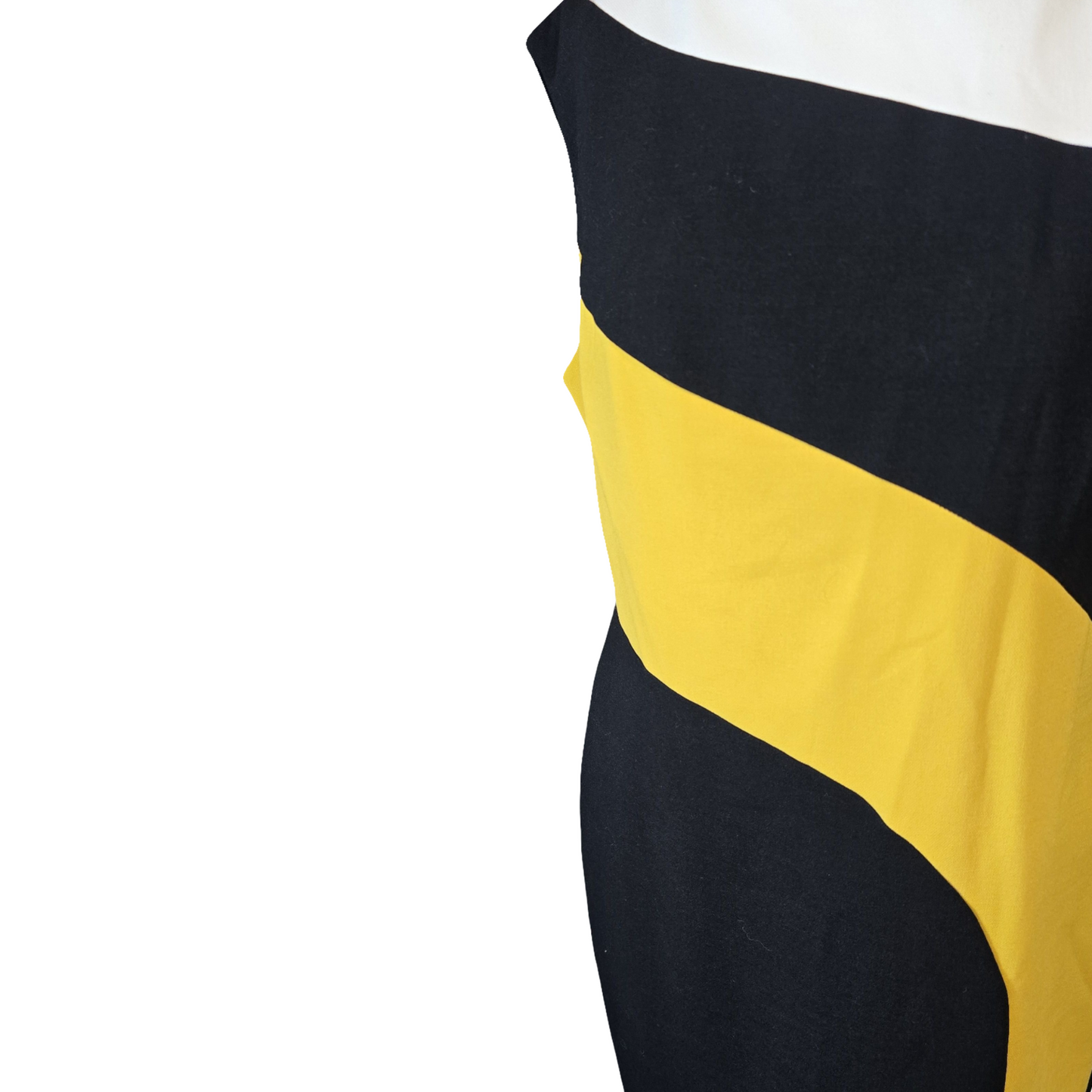 Marks & Spencer Black Yellow White Colour Block Midi Shift Dress – Size 14R