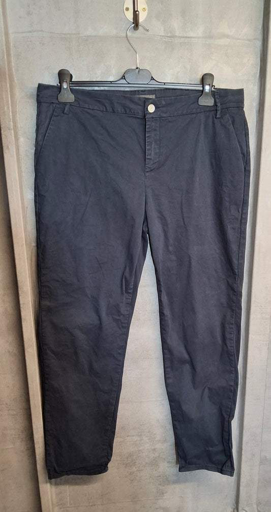 Laura Ashley Women’s Navy Chinos – Size 14 – High Waist Straight Leg – Cotton Pockets