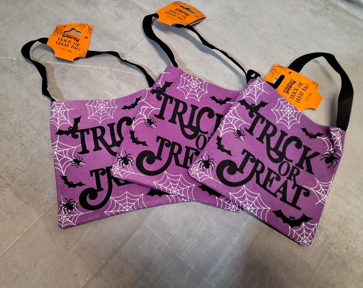 Bundle of 3 Purple Trick or Treat Bags – Halloween Tote Style – NWT 🎃🕸️