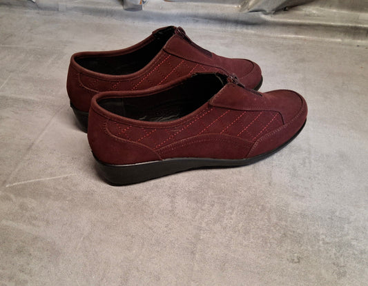 Damart Burgundy Zip-Up Wedge Comfort Shoes – Size 8