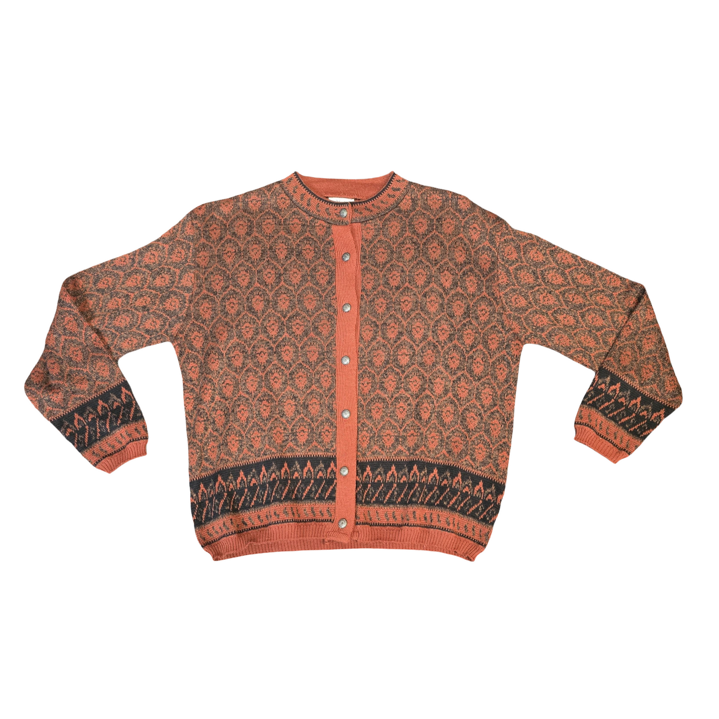Motive Cardigan Brown & Orange Knit Vintage 1980s-90s Heritage