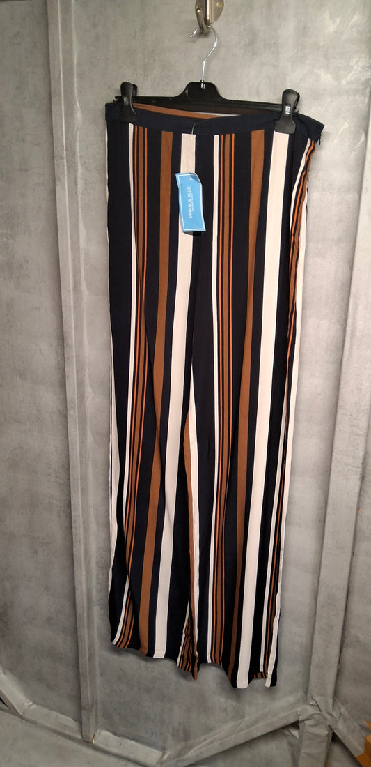 Topshop Striped Wide Leg Trousers | High Waist | 100% Viscose | Size 14