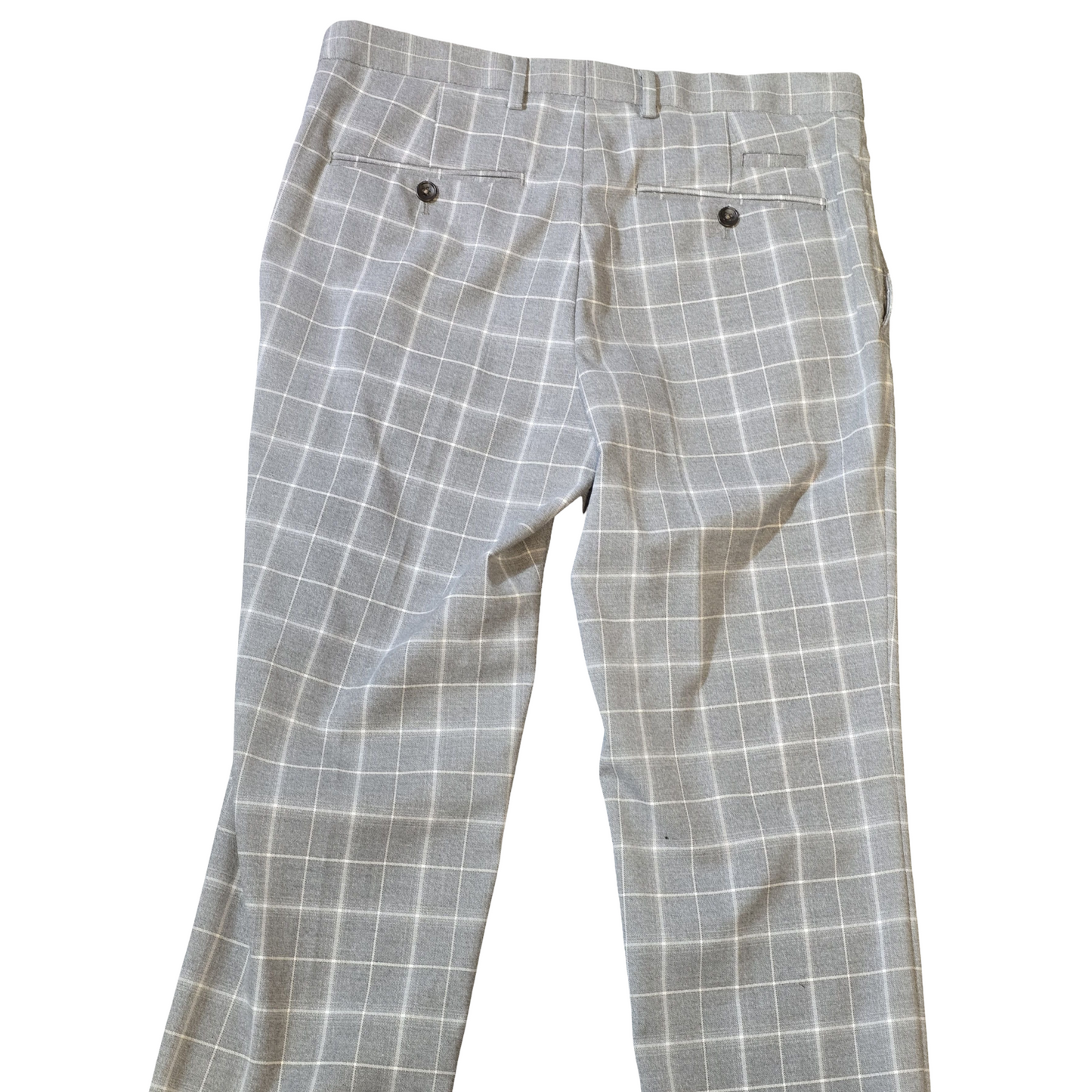 Next Men’s Grey Check Tailored Trousers – Slim Leg – W30