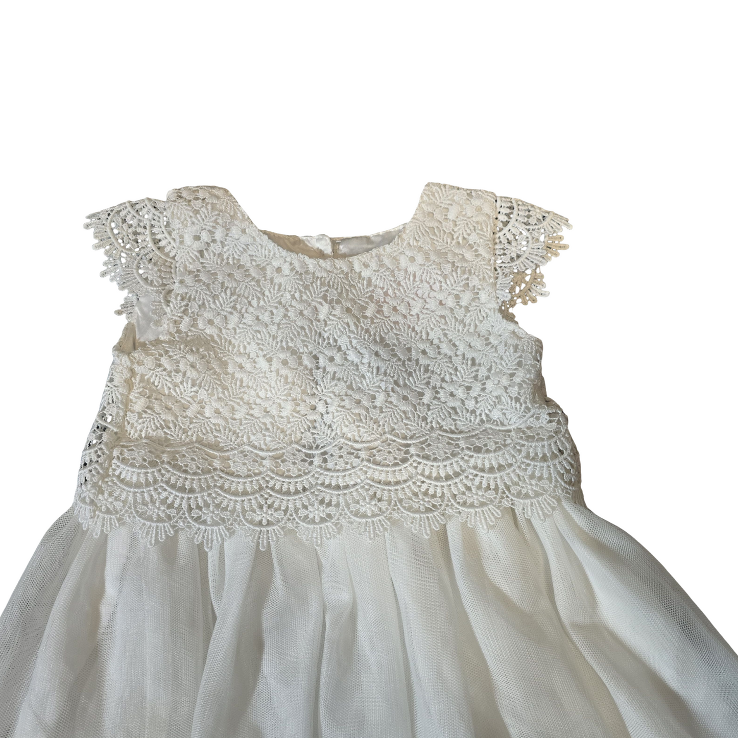 Primark White Lace & Tulle Dress – Girls 6–9 Months – Polyester
